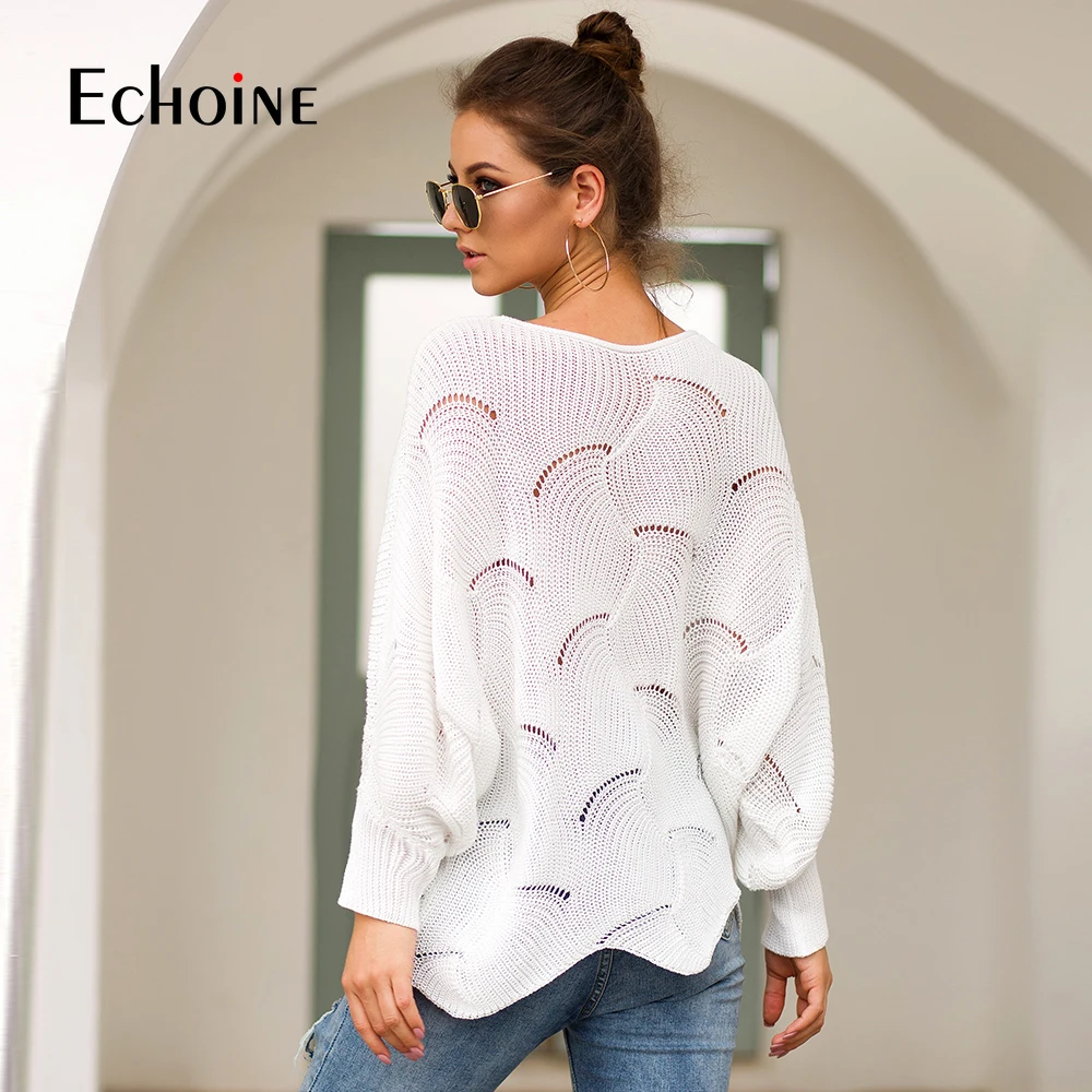 Женский трикотажный свободный свитер с длинным рукавом Осень-зима | Женская