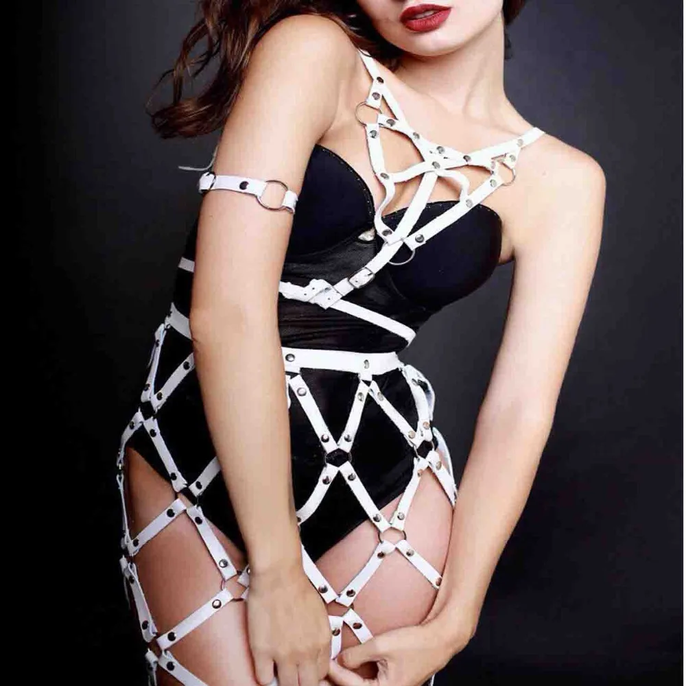 Готический панк юбки для женщин новый дизайнерский кожаный ремень скульптуры