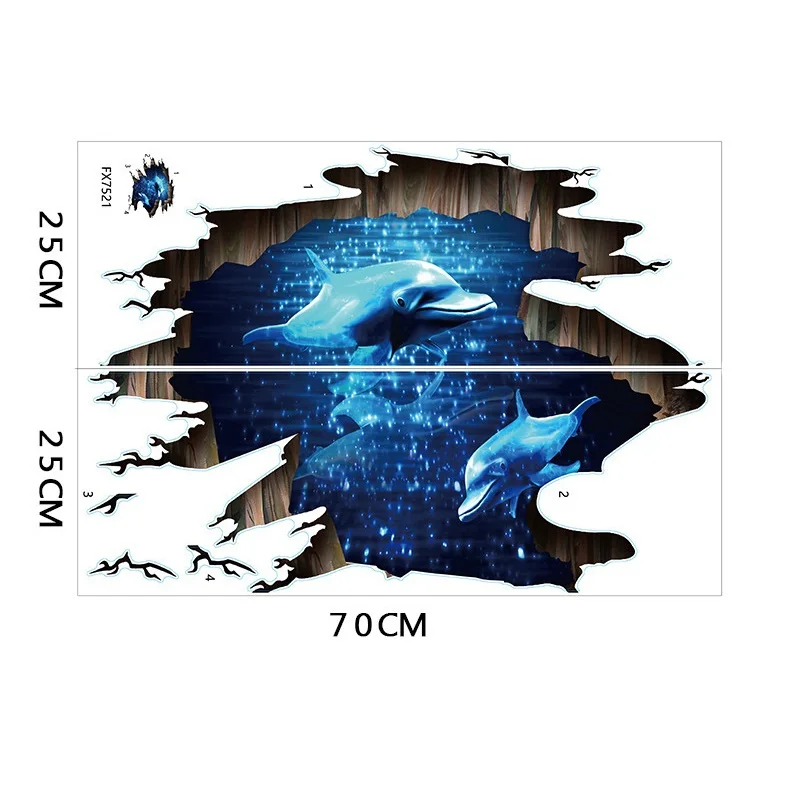 3d Deep Sea Dolphin Fish Floor Stickers For Bedroom Living Room Home Decoration Diy Creative Wall Mural Art Pvc Decals |