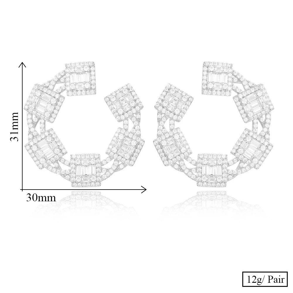 Женские серьги гвоздики GODKI разноцветные массивные с фианитом в Африканском и