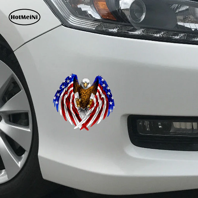 HotMeiNi Car Styling Sticker Bald Eagle USA American Flag Truck Laptop Window Decal Bumper Cooler 13cm* .11.5cm | Автомобили и