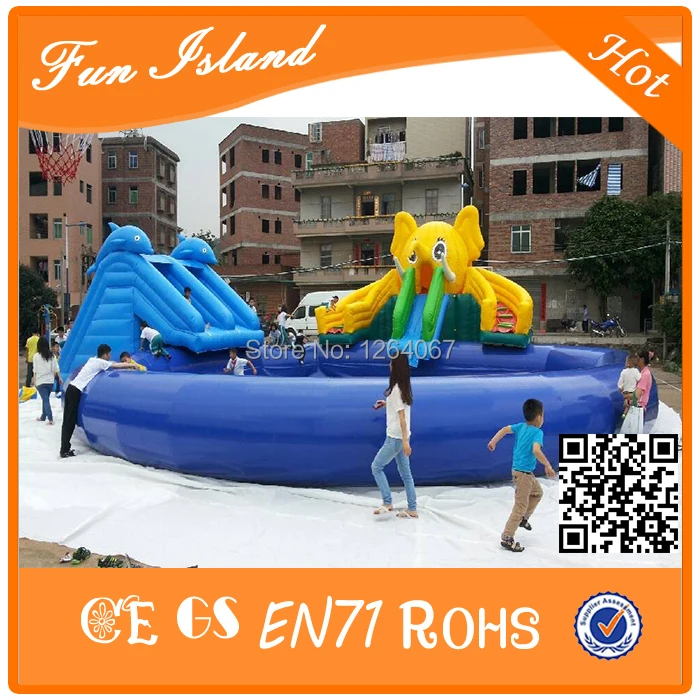 2017 надувной аквапарк и водная горка с бассейном для детей по индивидуальному