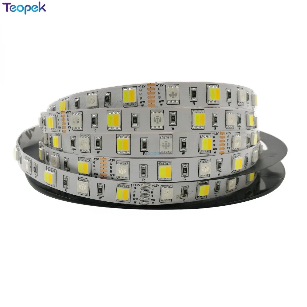 RGB+ CCT светодиодный светильник 5050 SMD 60 светодиодный s/m RGBW Полная Цветовая Регулируемая температура Светодиодная лента RGB CCT 12 В 24 в 10 мм PCB 5 м/лот