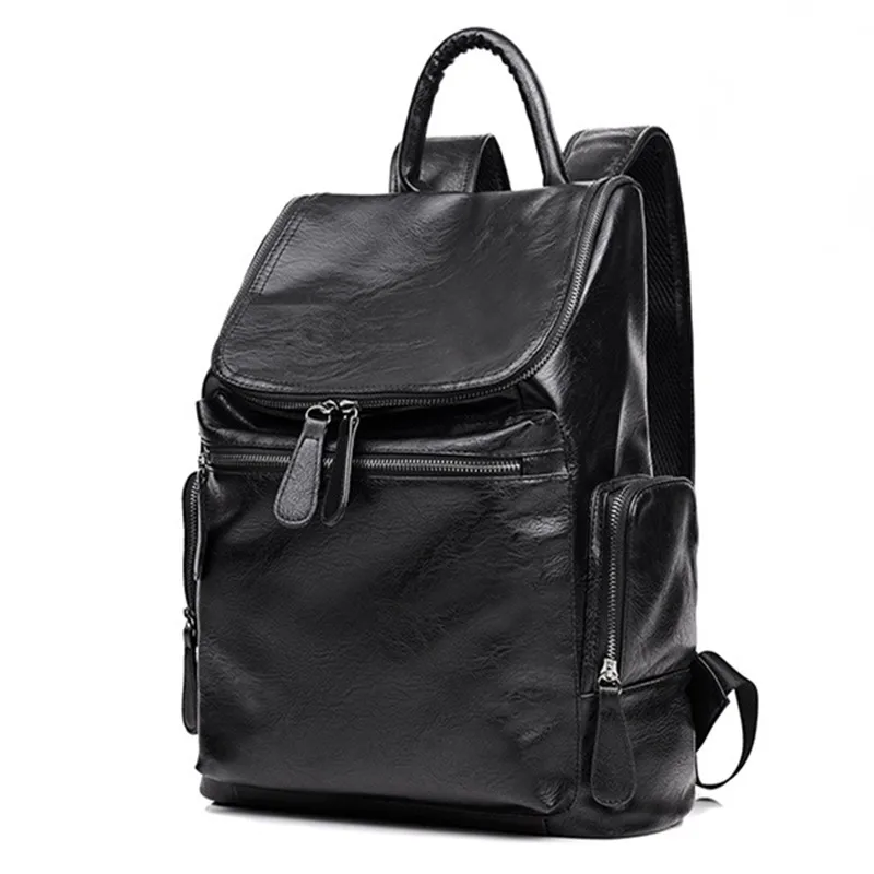 Высококачественный винтажный кожаный мужской рюкзак на молнии повседневная