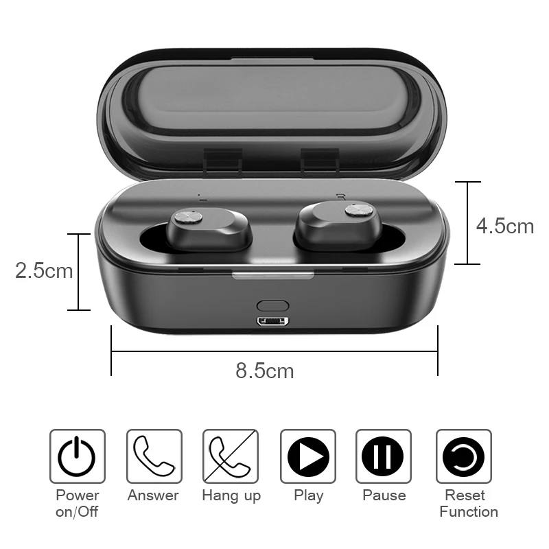 2019 Bluetooth Earphones 5.0 TWS Wireless Stereo Earbuds Cordless Sports Headsets with Charging Box Earphones For iPhone Xiaomi