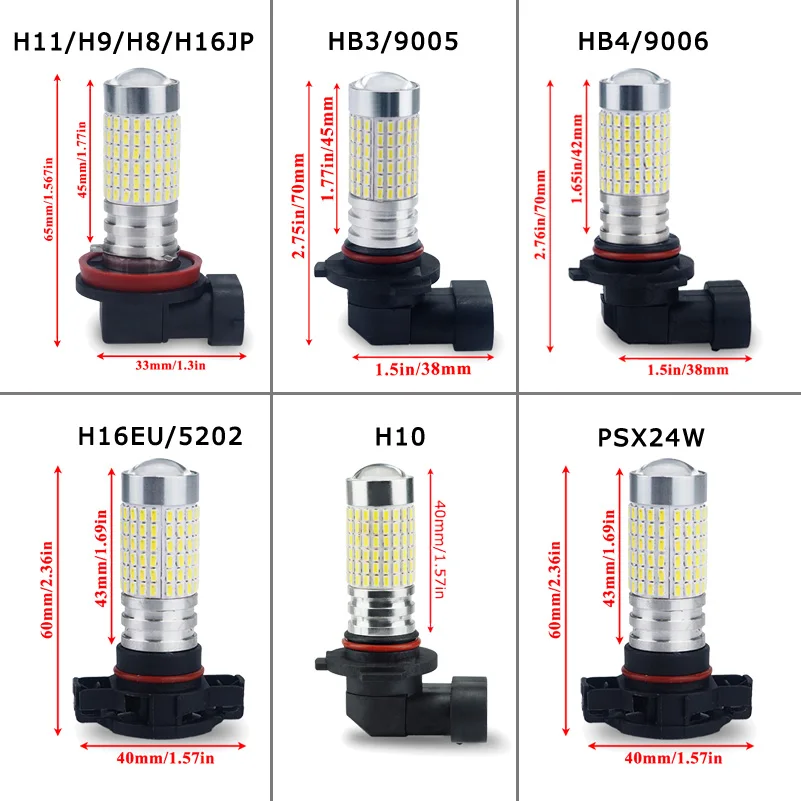 

OXILAM LED Fog Lamp H11 H8 H9 PSX24W HB3 HB4 9005 9006 Led Light Bulb 3014 SMD DRL Daytime Running Light 1400lm 12V 6500K
