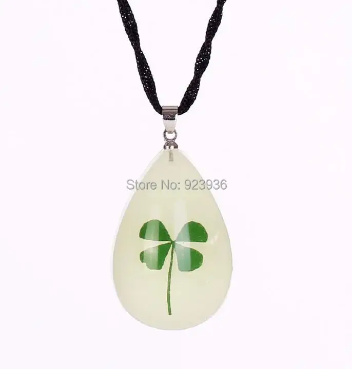 12 шт. Подвеска из натурального зеленого четырехлистного клевера модное