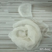 a set photo props soft stretchy 60x30cm hand knitted mohair wraps with matched bonnets for newborn baby photography accessories