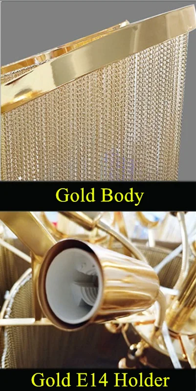 Gold body Italian Postmodern Aluminum Chain Ceiling Light Chain lamp living room lights creative personality tasseled villa lampara techo - Цвет корпуса: Gold body