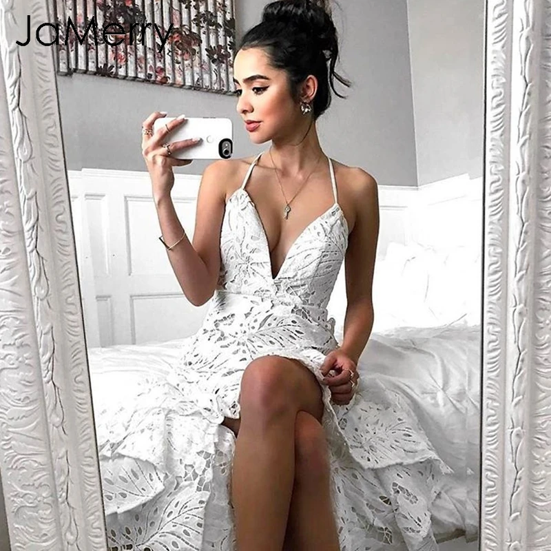 Женское платье с высокой талией JaMerry черное винтажное открытой спиной и поясом на