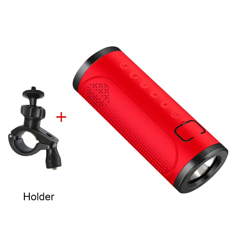 Red with Holder 12 Вт супер бас открытый автомобильный Велосипед Bluetooth динамик 5000 мАч power Bank портативная 3D Беспроводная стереоколонка с микрофоном Топ светодиодный светильник - Цвет: Red with Holder