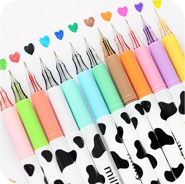 2 шт./лот новая мультяшная гелевая ручка с рисунком в виде коровьего молока