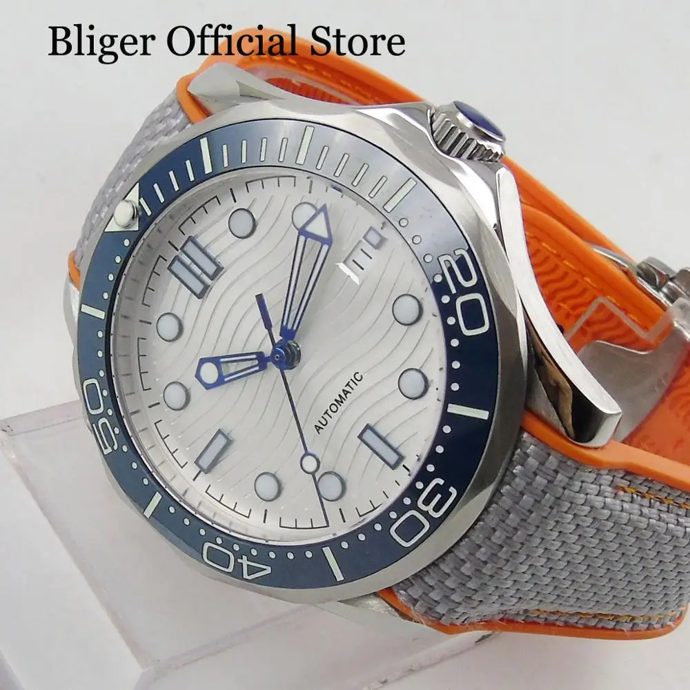 Мужские автоматические часы BLIGER 21 Jewels MIYOTA 8215 NH35A с белым циферблатом 41 мм и