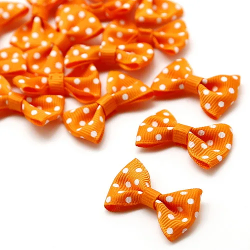 Orange 25 шт./лот, 4X2,5 см, маленький мини ручной работы, сделай сам, атлас в горошек, бант из ленты, для рукоделия, для рукоделия, свадебные украшения галстука-бабочки и детские заколки - Цвет: Orange