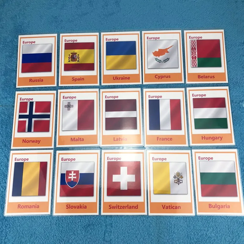 46 шт. европейские страны Национальный флаг Обучающие карточки на английском