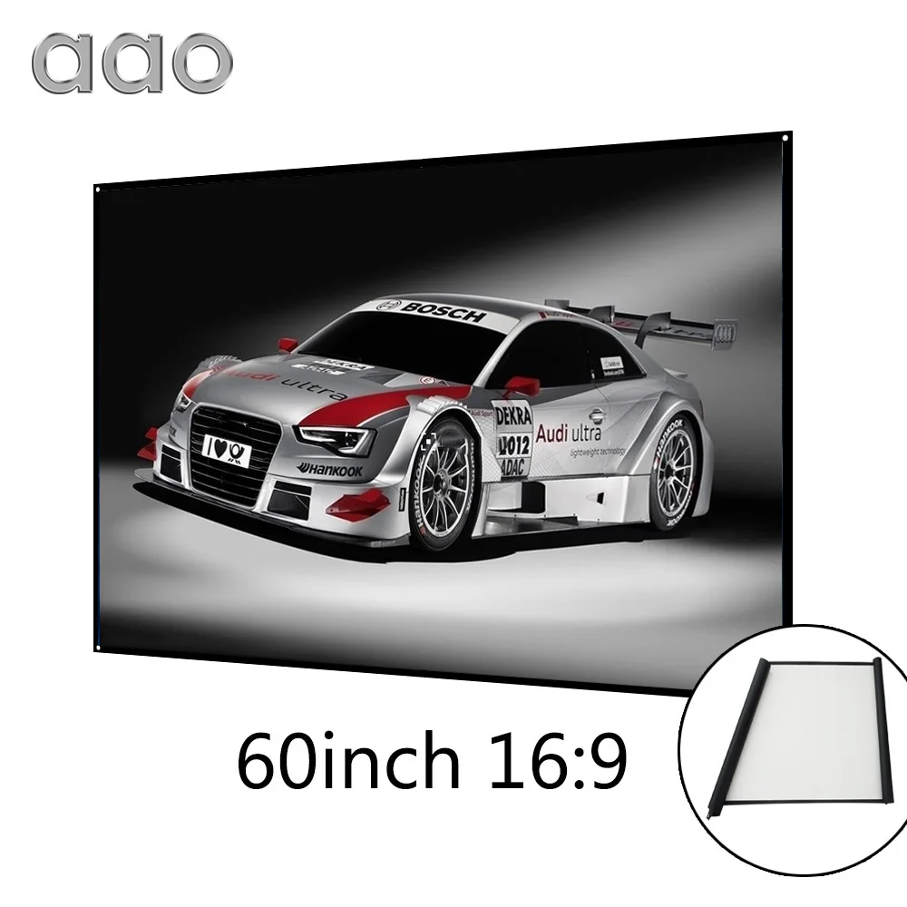 AAO 60 дюймов 16:9 Портативный 3D проектор экран пластиковая ткань для путешествий