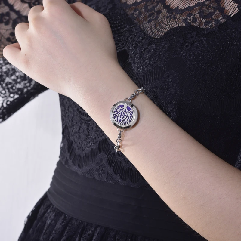 5 шт. с узором лотоса резной Магнитный диффузор из нержавеющей стали браслет