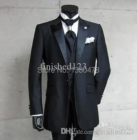 2014 - настоящее фото одна кнопка черный жених смокинги пик атласная лучший мужчина