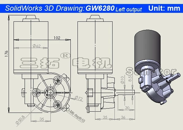 GW6280 DC 24 В 30 52 100 об/мин Электрический червячный мотор-редуктор левая версия самоблокирующийся для Роллинг затвора двери стеклоочиститель барбекю