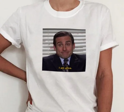 PUDO-JBH управления Майкла Скотта я живу цитаты смешные футболки унисекс Tumblr гранж