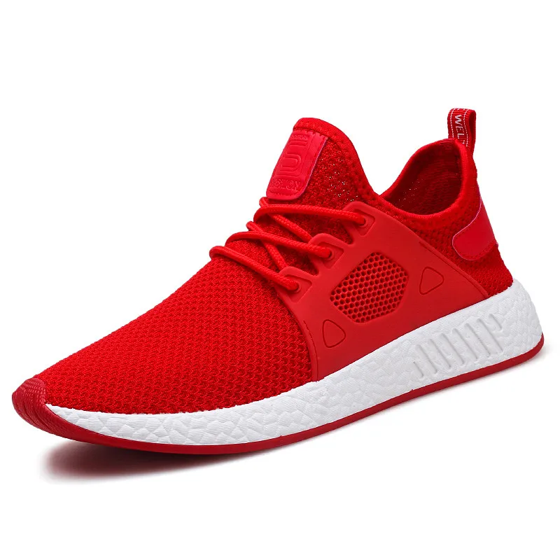 2019 2018 Men Brand Fashion Shoes Trainers Sneakers Size 39-44 Fly Weaving Fabric Male Breathable Casual Black Red Grey | Обувь