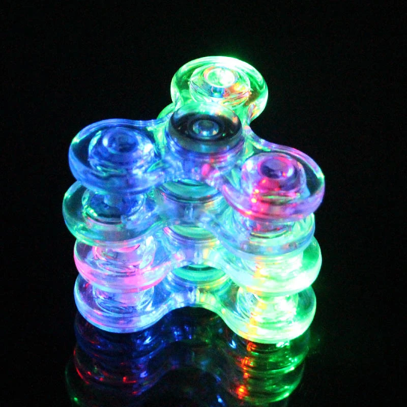 Luminous LED Fidget Spinner Transparent LED Flash Light Colorful Change E Spinner Glow In the Dark Stress Relief Toys For Kids