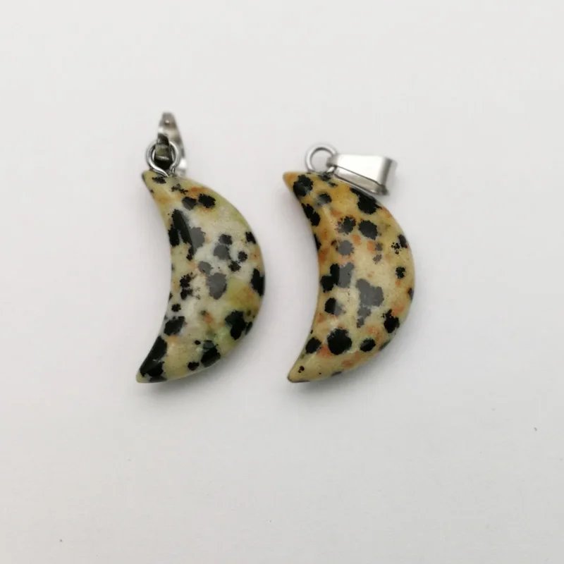 

Wholesale fashion natural spots stone crescent moon shape good quality charms pendants for jewelry making 50pcs free shipping
