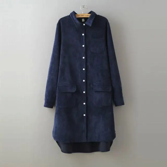 Женские винтажные вельветовые рубашки с длинным рукавом весенне осенние