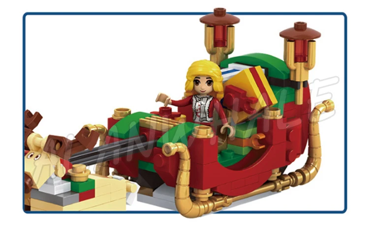 228pcs Creator зимний праздник Рождество 4 олень Санта езда сани 25526 модель строительные