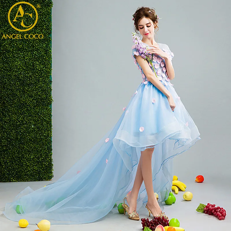 2017 Новый Свет Выпускной Blue Lace Вечернее Платье Сексуальный Line Вышивка Длинные