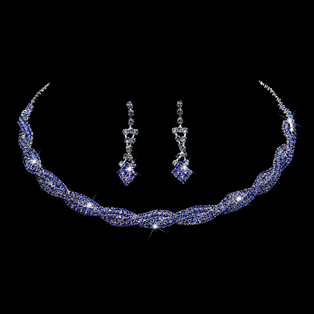 Круглые Свадебные Ювелирные наборы для женщин ожерелье чокер + серьги свадебные