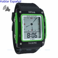 dual display spanish talking watch for the blind and elderly electronic sports wristwatches 829ts grn