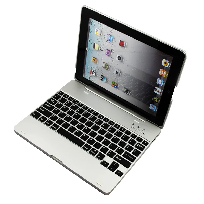 Silvery Для iPad2/3/4 роскошный Беспроводной Bluetooth 3,0 клавиатура Резервное копирование встроенный Батарея чехол откидная крышка с подставкой для iPad 2/3/4+ подарок - Цвет: Silvery