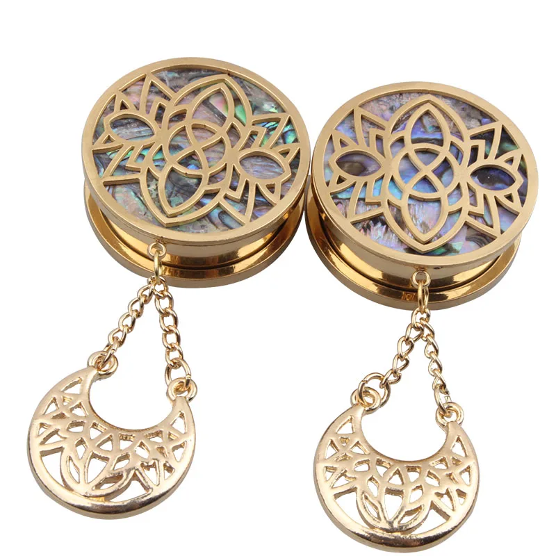 Расширитель ушей золотистого цвета заглушки из нержавеющей стали винт плоти