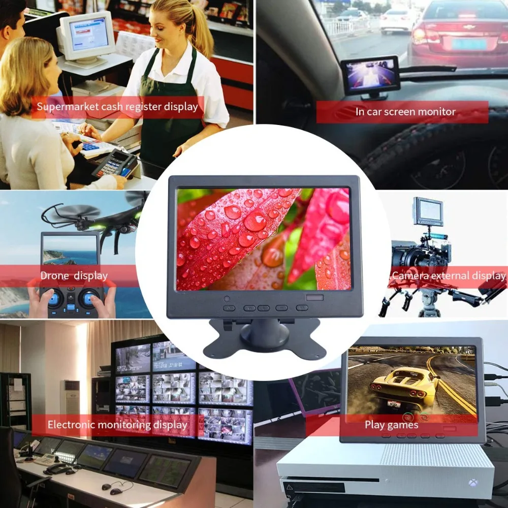 7 дюймов ips сенсорный жкд для Raspberry Pi HDMI + VGA AV Интерфейс Дисплей емкостный