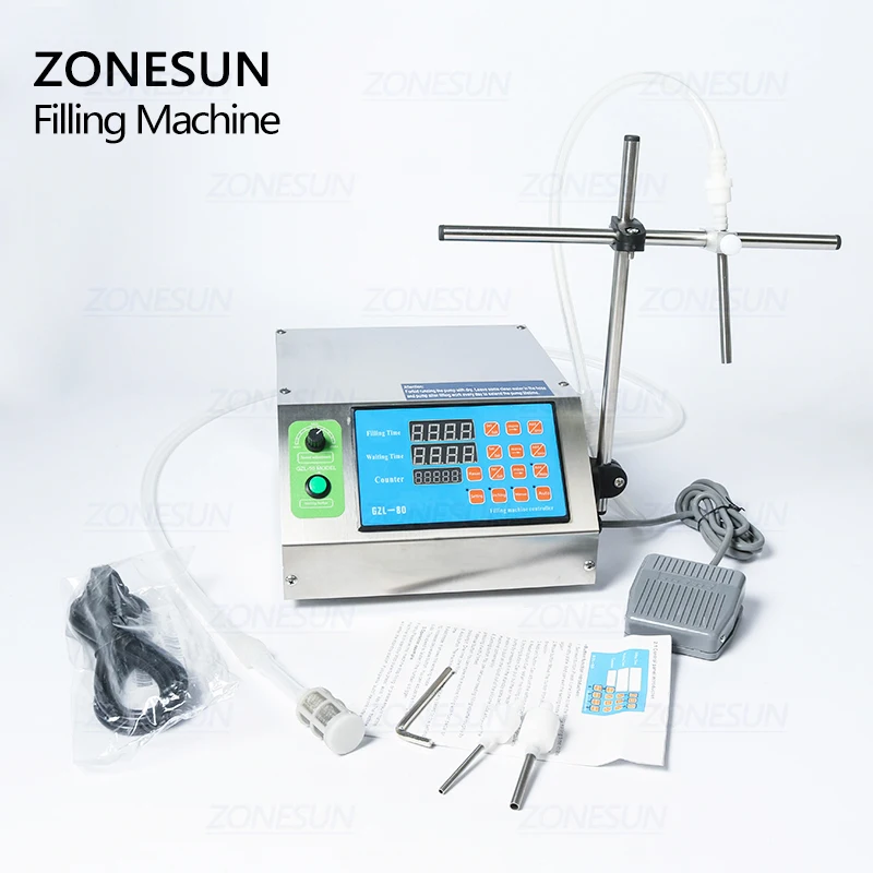 ZONESUN мембранный насос, маленькая бутылка, наполнитель воды, полуавтоматическая машина для наполнения чернилами, соком, напитком, маслом, флаконом, жидкостью