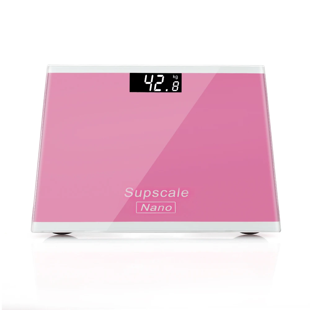 Pink Портативные весы электронные весы Закаленное стекло Supscale светодиодный цифровой дисплей Смарт ванные комнаты пол - Цвет: Pink