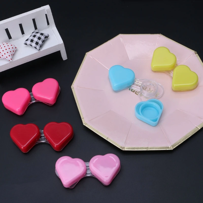 Contact Lens Box Candy Color Heart Shaped Travel Portable Case Storage Container Random delivery | Аксессуары для одежды