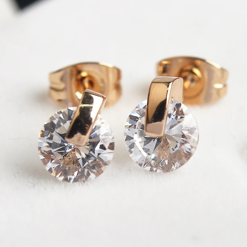 Женские серьги гвоздики с цирконом USTAR серебряного цвета 2015|zircon earrings|earrings for