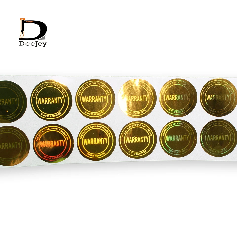 В наличии золотые лазерные голографические гарантийные наклейки разрушаемые