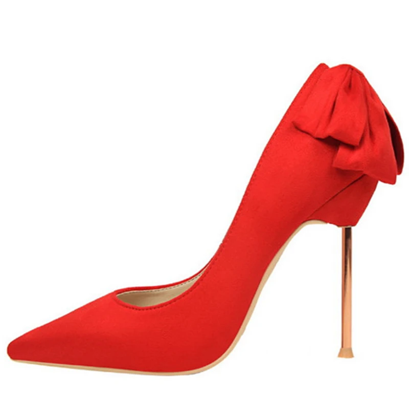 Женские туфли лодочки с острым носком модные однотонные из флока на высоком