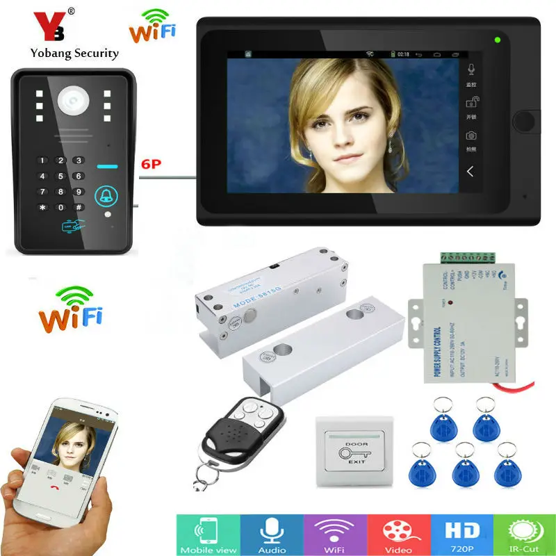 Yobang безопасность квартира Интерком 7 &quotпроводной/беспроводной Wifi RFID пароль