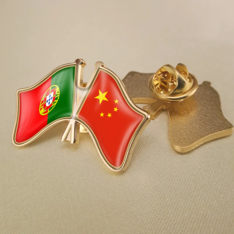 China and Portugal Crossed Double Friendship Flags Lapel Pins Brooch Badges | Украшения и аксессуары