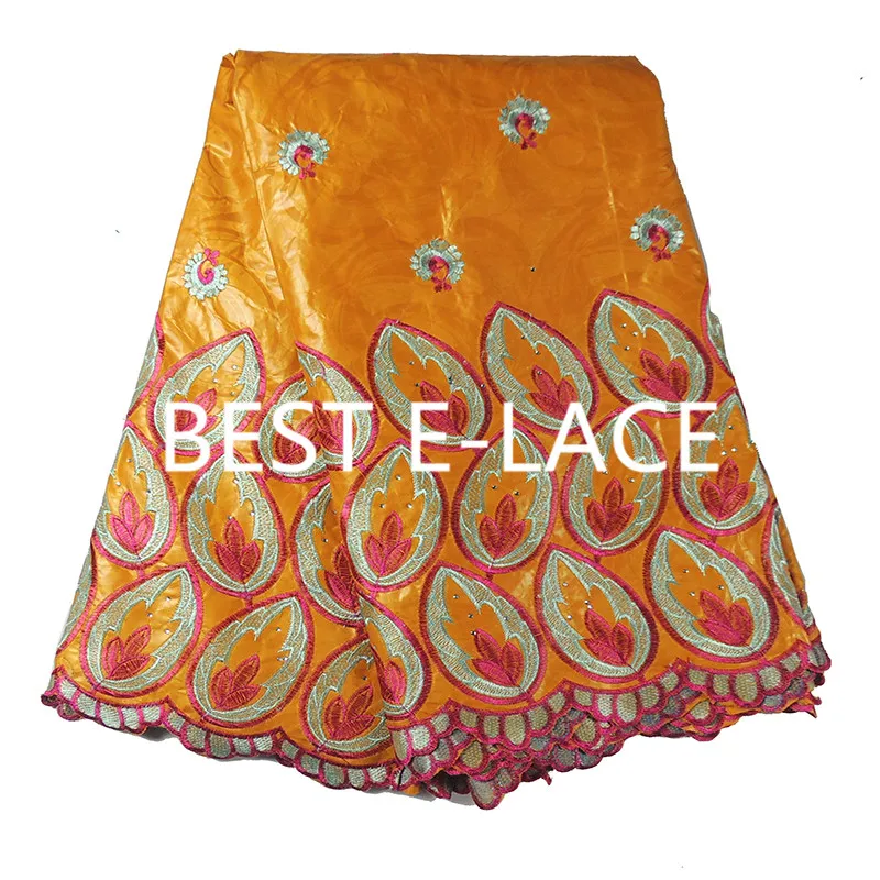 Самым Продаваемым Вышивка Базен Riche Ткань Шнурка 5 Ярдов Хлопка Высокого Качества