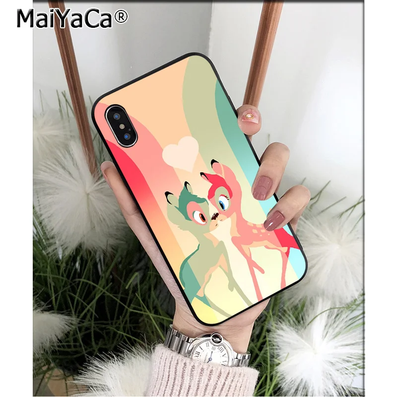 Силиконовый чехол MaiYaCa Sika deer Bambi из мягкого ТПУ черного цвета для iPhone 8 7 6 6S Plus 5 5S SE XR