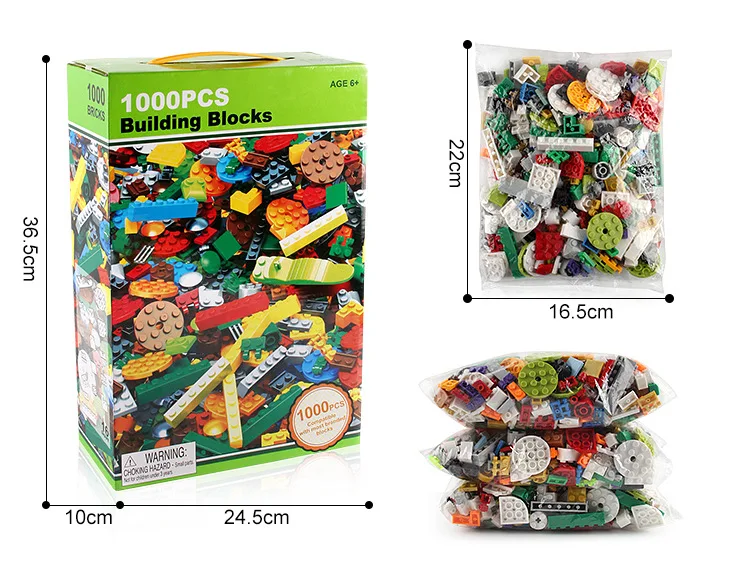

1000pcs Kids Toys Building Block Compatible with Duplo Gift DIY Free assembly Bricks