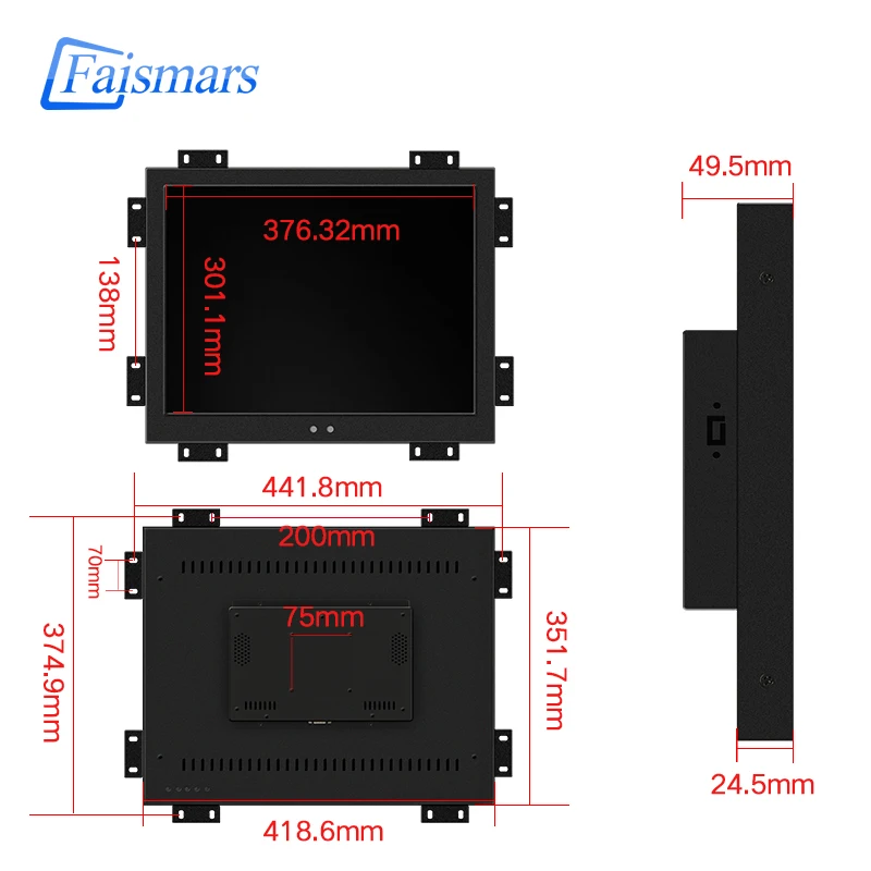 19 дюймовый несенсорный ЖК монитор Faismars с разрешением 1280*1024 VGA/AV/TV/HDMI/USB входы