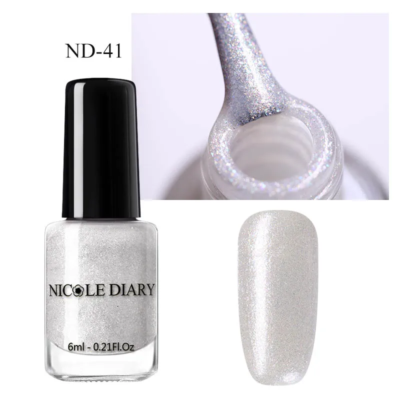 NICOLE DIARY голографический чистый цвет ногтей лак для ногтей 6 мл Отшелушивающий лак на водной основе лак красный блеск лак для ногтей - Цвет: ND-41