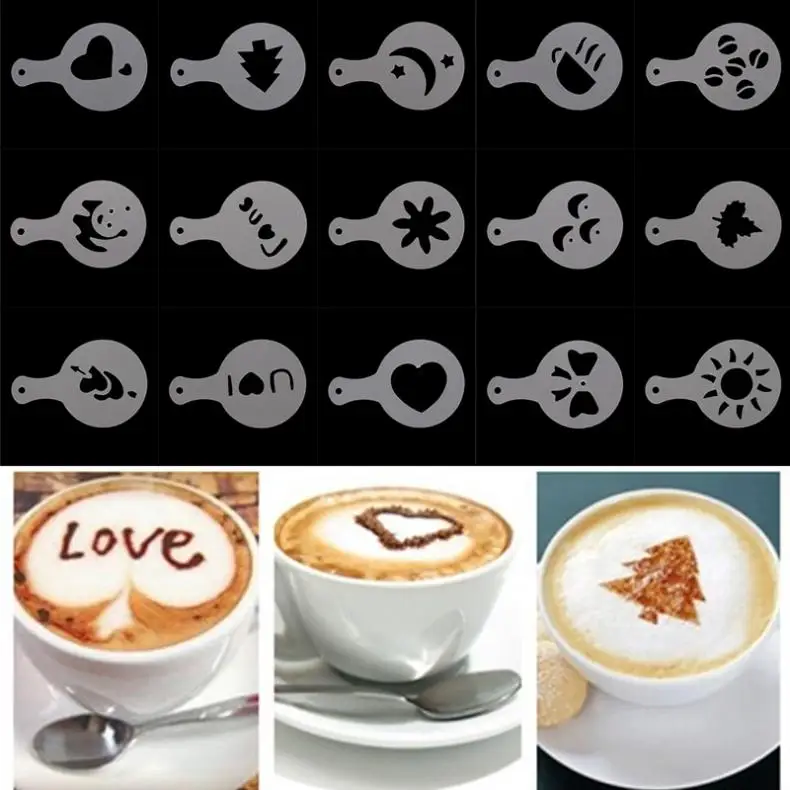 

16pcs/lot Plastic Garland Mold Fancy Coffee Printing Model with Different Patterns for Kitchen Tools