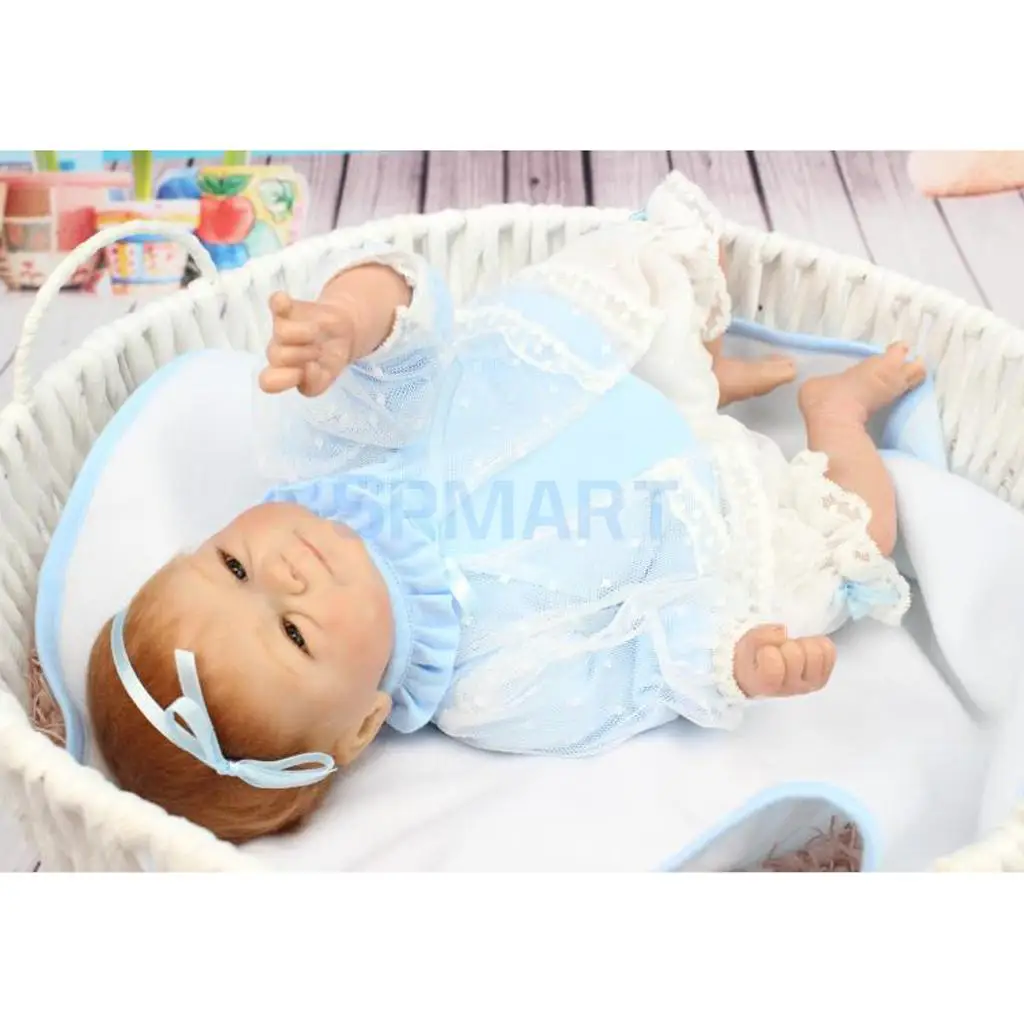 Реальная жизнь 22 дюймов Reborn Awake Baby Doll новорожденный размер поддельный малыш кукла-рука укоренился мохер; акрил карие глаза
